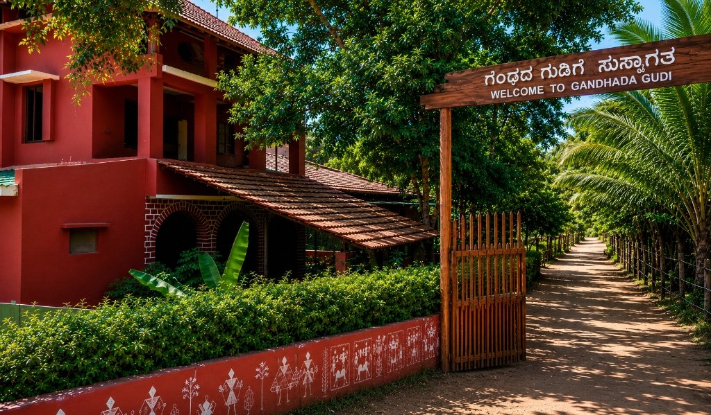 Welcome to Gandhada Gudi - Krushi Bhoomi Farms Entrance